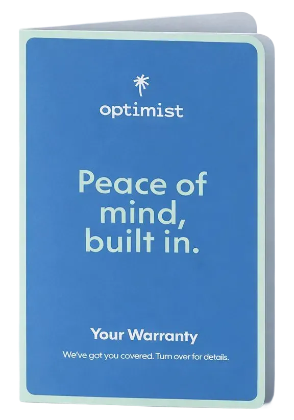 Optimist Warranty Card - Peace of mind, built in