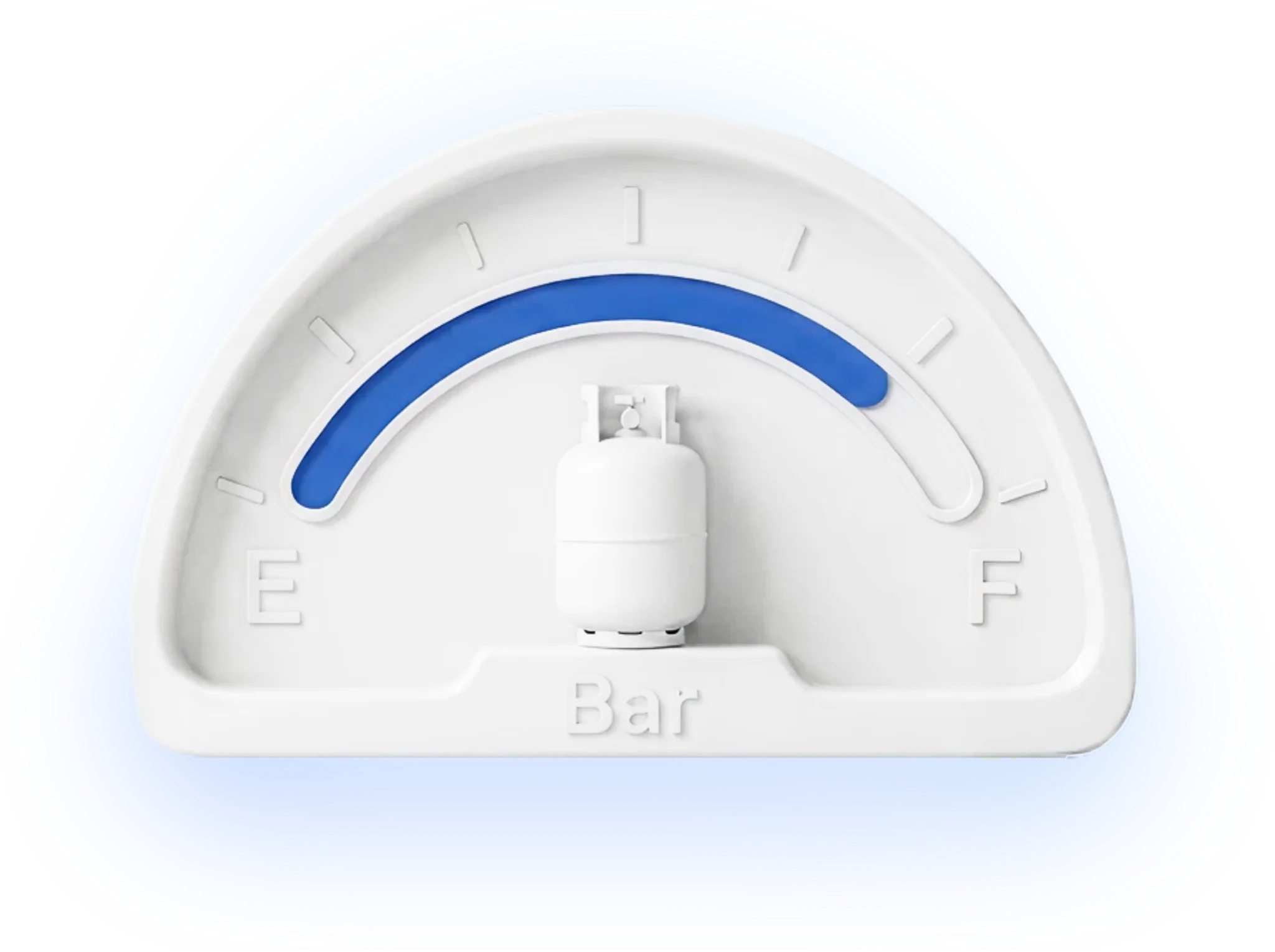 Refrigerant gauge reading from empty to full, marked in bar, showing how much gas is left
